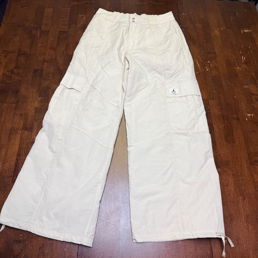 Jordan Flight Cargo Pants Mens L Cream Loose Fit Nylon Wide Leg DM5175-104